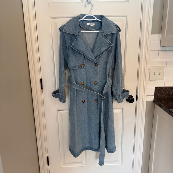 BronzeSnake Ashley Trench Coat Blue Denim 45722 - Picture 4 of 10
